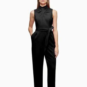 Calvin Klein – Twisted Mock Neck Keyhole Jumpsuit Size 2 Tie Belt